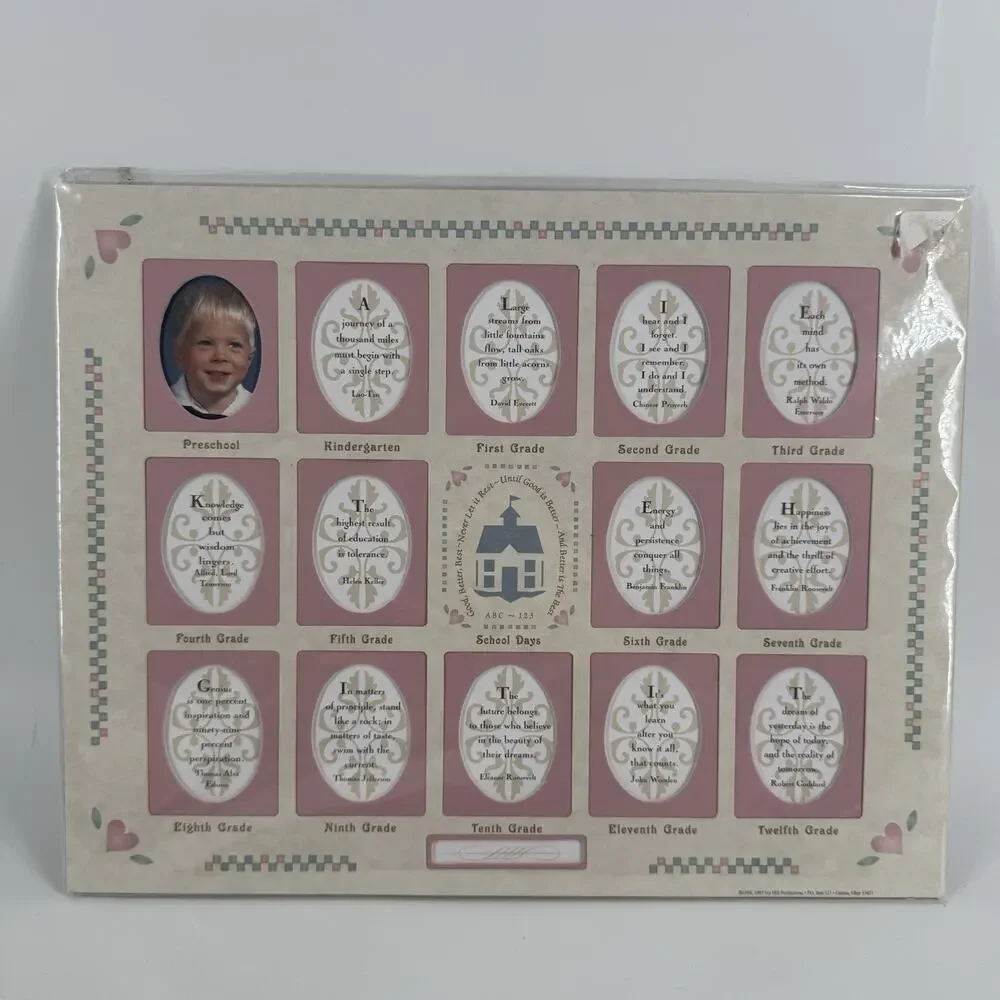 Country Cottage Core Granny Heart Pink Girl School Years 11x14 Photo Mat 1997